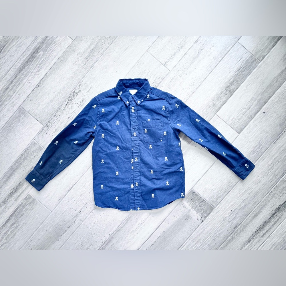 J. Crew Blue Skull Button Down Shirt - size 10